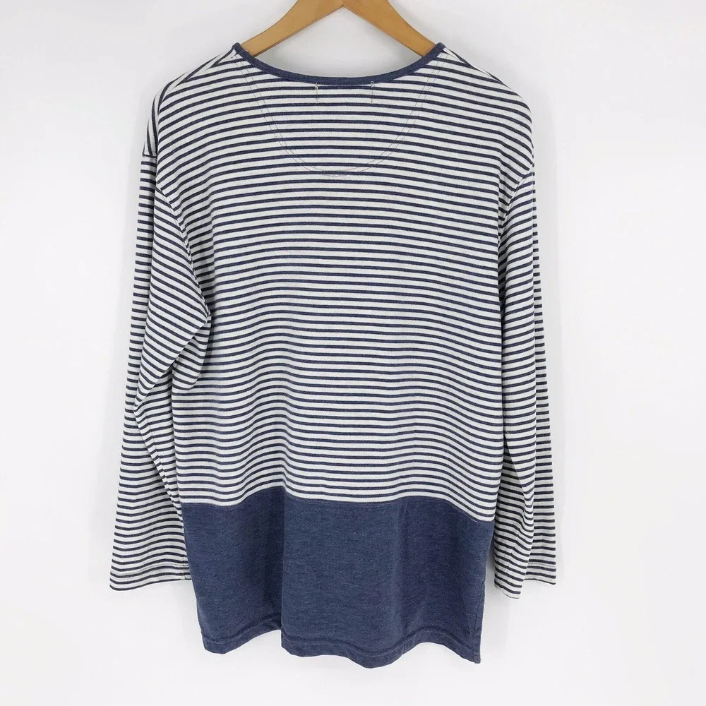 Sarah Bentley Womens 3/4 Sleeve Blue Striped Top Size Medium